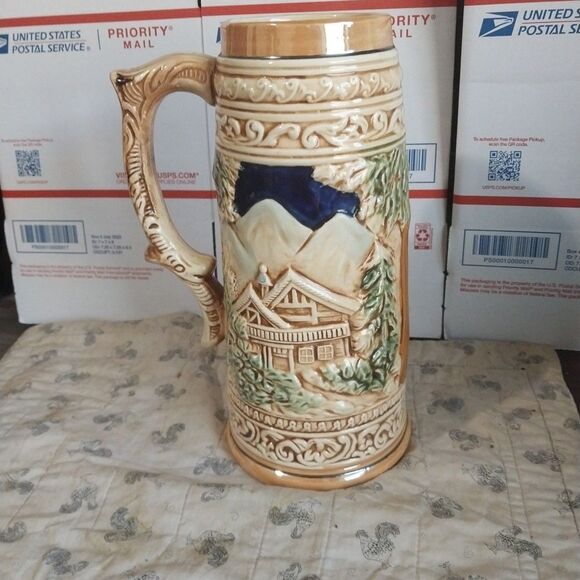 Kato Kogei Hand Painted 9 1/2" Ceramic Beer Stein - Picture 3 of 5